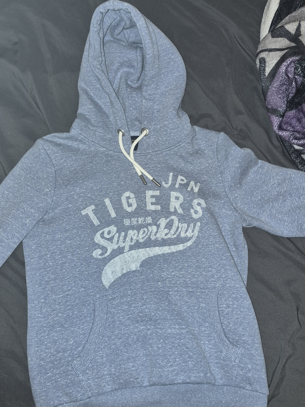 Superdry Light Blue 'Tigers' Graphic Zip-Up Hoodie for Men